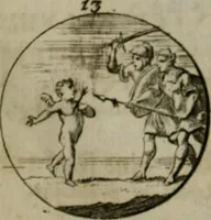 An illustration from Devises et emblemes anciennes & modernes, tirées des plus celebres auteurs, oder, Emblematische Gemüths-Vergnügung : bey Betrachtung siben hundert und funffzehen der curieusesten und ergötzlichen Sinn-Bildern, mit ihren zuständigen teutsch-lateinisch-französisch- und italianischen Beyschrifften (1695)