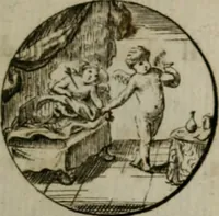 An illustration from Devises et emblemes anciennes & modernes, tirées des plus celebres auteurs, oder, Emblematische Gemüths-Vergnügung : bey Betrachtung siben hundert und funffzehen der curieusesten und ergötzlichen Sinn-Bildern, mit ihren zuständigen teutsch-lateinisch-französisch- und italianischen Beyschrifften (1695)