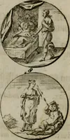 An illustration from Devises et emblemes anciennes & modernes, tirées des plus celebres auteurs, oder, Emblematische Gemüths-Vergnügung : bey Betrachtung siben hundert und funffzehen der curieusesten und ergötzlichen Sinn-Bildern, mit ihren zuständigen teutsch-lateinisch-französisch- und italianischen Beyschrifften (1695)