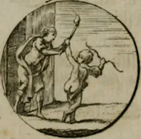 An illustration from Devises et emblemes anciennes & modernes, tirées des plus celebres auteurs, oder, Emblematische Gemüths-Vergnügung : bey Betrachtung siben hundert und funffzehen der curieusesten und ergötzlichen Sinn-Bildern, mit ihren zuständigen teutsch-lateinisch-französisch- und italianischen Beyschrifften (1695)