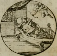An illustration from Devises et emblemes anciennes & modernes, tirées des plus celebres auteurs, oder, Emblematische Gemüths-Vergnügung : bey Betrachtung siben hundert und funffzehen der curieusesten und ergötzlichen Sinn-Bildern, mit ihren zuständigen teutsch-lateinisch-französisch- und italianischen Beyschrifften (1695)