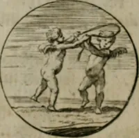 An illustration from Devises et emblemes anciennes & modernes, tirées des plus celebres auteurs, oder, Emblematische Gemüths-Vergnügung : bey Betrachtung siben hundert und funffzehen der curieusesten und ergötzlichen Sinn-Bildern, mit ihren zuständigen teutsch-lateinisch-französisch- und italianischen Beyschrifften (1695)
