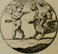 An illustration from Devises et emblemes anciennes & modernes, tirées des plus celebres auteurs, oder, Emblematische Gemüths-Vergnügung : bey Betrachtung siben hundert und funffzehen der curieusesten und ergötzlichen Sinn-Bildern, mit ihren zuständigen teutsch-lateinisch-französisch- und italianischen Beyschrifften (1695)