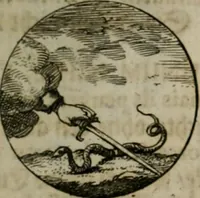 An illustration from Devises et emblemes anciennes & modernes, tirées des plus celebres auteurs, oder, Emblematische Gemüths-Vergnügung : bey Betrachtung siben hundert und funffzehen der curieusesten und ergötzlichen Sinn-Bildern, mit ihren zuständigen teutsch-lateinisch-französisch- und italianischen Beyschrifften (1695)