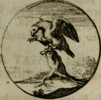 An illustration from Devises et emblemes anciennes & modernes, tirées des plus celebres auteurs, oder, Emblematische Gemüths-Vergnügung : bey Betrachtung siben hundert und funffzehen der curieusesten und ergötzlichen Sinn-Bildern, mit ihren zuständigen teutsch-lateinisch-französisch- und italianischen Beyschrifften (1695)