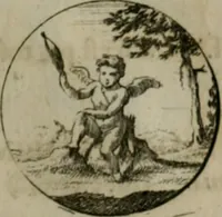 An illustration from Devises et emblemes anciennes & modernes, tirées des plus celebres auteurs, oder, Emblematische Gemüths-Vergnügung : bey Betrachtung siben hundert und funffzehen der curieusesten und ergötzlichen Sinn-Bildern, mit ihren zuständigen teutsch-lateinisch-französisch- und italianischen Beyschrifften (1695)