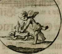 An illustration from Devises et emblemes anciennes & modernes, tirées des plus celebres auteurs, oder, Emblematische Gemüths-Vergnügung : bey Betrachtung siben hundert und funffzehen der curieusesten und ergötzlichen Sinn-Bildern, mit ihren zuständigen teutsch-lateinisch-französisch- und italianischen Beyschrifften (1695)