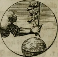 An illustration from Devises et emblemes anciennes & modernes, tirées des plus celebres auteurs, oder, Emblematische Gemüths-Vergnügung : bey Betrachtung siben hundert und funffzehen der curieusesten und ergötzlichen Sinn-Bildern, mit ihren zuständigen teutsch-lateinisch-französisch- und italianischen Beyschrifften (1695)