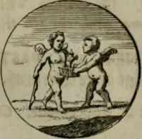 An illustration from Devises et emblemes anciennes & modernes, tirées des plus celebres auteurs, oder, Emblematische Gemüths-Vergnügung : bey Betrachtung siben hundert und funffzehen der curieusesten und ergötzlichen Sinn-Bildern, mit ihren zuständigen teutsch-lateinisch-französisch- und italianischen Beyschrifften (1695)