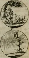 An illustration from Devises et emblemes anciennes & modernes, tirées des plus celebres auteurs, oder, Emblematische Gemüths-Vergnügung : bey Betrachtung siben hundert und funffzehen der curieusesten und ergötzlichen Sinn-Bildern, mit ihren zuständigen teutsch-lateinisch-französisch- und italianischen Beyschrifften (1695)