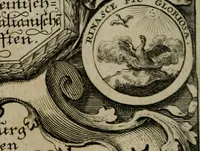 An illustration from Devises et emblemes anciennes & modernes, tirées des plus celebres auteurs, oder, Emblematische Gemüths-Vergnügung : bey Betrachtung siben hundert und funffzehen der curieusesten und ergötzlichen Sinn-Bildern, mit ihren zuständigen teutsch-lateinisch-französisch- und italianischen Beyschrifften (1695)
