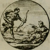 An illustration from Devises et emblemes anciennes & modernes, tirées des plus celebres auteurs, oder, Emblematische Gemüths-Vergnügung : bey Betrachtung siben hundert und funffzehen der curieusesten und ergötzlichen Sinn-Bildern, mit ihren zuständigen teutsch-lateinisch-französisch- und italianischen Beyschrifften (1695)