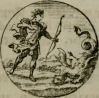 An illustration from Devises et emblemes anciennes & modernes, tirées des plus celebres auteurs, oder, Emblematische Gemüths-Vergnügung : bey Betrachtung siben hundert und funffzehen der curieusesten und ergötzlichen Sinn-Bildern, mit ihren zuständigen teutsch-lateinisch-französisch- und italianischen Beyschrifften (1695)