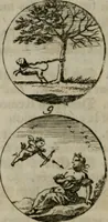 An illustration from Devises et emblemes anciennes & modernes, tirées des plus celebres auteurs, oder, Emblematische Gemüths-Vergnügung : bey Betrachtung siben hundert und funffzehen der curieusesten und ergötzlichen Sinn-Bildern, mit ihren zuständigen teutsch-lateinisch-französisch- und italianischen Beyschrifften (1695)