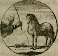 An illustration from Devises et emblemes anciennes & modernes, tirées des plus celebres auteurs, oder, Emblematische Gemüths-Vergnügung : bey Betrachtung siben hundert und funffzehen der curieusesten und ergötzlichen Sinn-Bildern, mit ihren zuständigen teutsch-lateinisch-französisch- und italianischen Beyschrifften (1695)