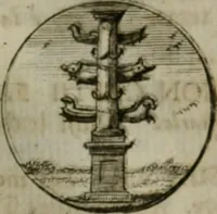 An illustration from Devises et emblemes anciennes & modernes, tirées des plus celebres auteurs, oder, Emblematische Gemüths-Vergnügung : bey Betrachtung siben hundert und funffzehen der curieusesten und ergötzlichen Sinn-Bildern, mit ihren zuständigen teutsch-lateinisch-französisch- und italianischen Beyschrifften (1695)