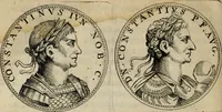 Picture 56 of 66 from De vita et moribus imperatorum Romanorum: excerpta ex libris Sexti Aurelii Victoris, à Caesare Augusto usque ad Theodosium imperatorem. Andreas Schottus compositis tribus M.SS. cum Vett. vulgatis emendabat; scholiis & veris iconibus ex antiquis numismatis delineatis illustrabat. Quibus accesserunt & Eliae Vineti notae (1669), leaf 109