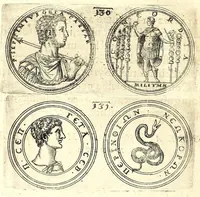 Picture 24 of 101 from De vitis imperatorum et caesarum romanorum : tam occidentalium quam orientalium, nec non vxorum et liberorum eorum, item tyrannorum omnium ... : inde à C. Julio Caesare, primo monarcha, vsque ad D.N. Imperatorem Caesarem Matthiam : vnà cum eorum effigiebus & symbolis ... (1615), leaf 106