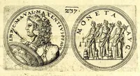 Picture 44 of 101 from De vitis imperatorum et caesarum romanorum : tam occidentalium quam orientalium, nec non vxorum et liberorum eorum, item tyrannorum omnium ... : inde à C. Julio Caesare, primo monarcha, vsque ad D.N. Imperatorem Caesarem Matthiam : vnà cum eorum effigiebus & symbolis ... (1615), leaf 191