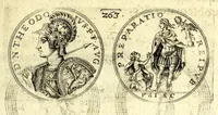 Picture 50 of 101 from De vitis imperatorum et caesarum romanorum : tam occidentalium quam orientalium, nec non vxorum et liberorum eorum, item tyrannorum omnium ... : inde à C. Julio Caesare, primo monarcha, vsque ad D.N. Imperatorem Caesarem Matthiam : vnà cum eorum effigiebus & symbolis ... (1615), leaf 215