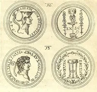 Picture 1 of 101 from De vitis imperatorum et caesarum romanorum : tam occidentalium quam orientalium, nec non vxorum et liberorum eorum, item tyrannorum omnium ... : inde à C. Julio Caesare, primo monarcha, vsque ad D.N. Imperatorem Caesarem Matthiam : vnà cum eorum effigiebus & symbolis ... (1615), leaf 24