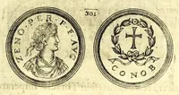 Picture 57 of 101 from De vitis imperatorum et caesarum romanorum : tam occidentalium quam orientalium, nec non vxorum et liberorum eorum, item tyrannorum omnium ... : inde à C. Julio Caesare, primo monarcha, vsque ad D.N. Imperatorem Caesarem Matthiam : vnà cum eorum effigiebus & symbolis ... (1615), leaf 267