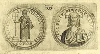 Picture 59 of 101 from De vitis imperatorum et caesarum romanorum : tam occidentalium quam orientalium, nec non vxorum et liberorum eorum, item tyrannorum omnium ... : inde à C. Julio Caesare, primo monarcha, vsque ad D.N. Imperatorem Caesarem Matthiam : vnà cum eorum effigiebus & symbolis ... (1615), leaf 279