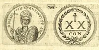 Picture 67 of 101 from De vitis imperatorum et caesarum romanorum : tam occidentalium quam orientalium, nec non vxorum et liberorum eorum, item tyrannorum omnium ... : inde à C. Julio Caesare, primo monarcha, vsque ad D.N. Imperatorem Caesarem Matthiam : vnà cum eorum effigiebus & symbolis ... (1615), leaf 309