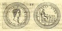 Picture 4 of 101 from De vitis imperatorum et caesarum romanorum : tam occidentalium quam orientalium, nec non vxorum et liberorum eorum, item tyrannorum omnium ... : inde à C. Julio Caesare, primo monarcha, vsque ad D.N. Imperatorem Caesarem Matthiam : vnà cum eorum effigiebus & symbolis ... (1615), leaf 35