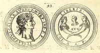 Picture 7 of 101 from De vitis imperatorum et caesarum romanorum : tam occidentalium quam orientalium, nec non vxorum et liberorum eorum, item tyrannorum omnium ... : inde à C. Julio Caesare, primo monarcha, vsque ad D.N. Imperatorem Caesarem Matthiam : vnà cum eorum effigiebus & symbolis ... (1615), leaf 48