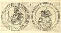 An illustration from De vitis imperatorum et caesarum romanorum : tam occidentalium quam orientalium, nec non vxorum et liberorum eorum, item tyrannorum omnium ... : inde à C. Julio Caesare, primo monarcha, vsque ad D.N. Imperatorem Caesarem Matthiam : vnà cum eorum effigiebus & symbolis ... (1615)