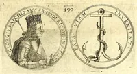 Picture 92 of 101 from De vitis imperatorum et caesarum romanorum : tam occidentalium quam orientalium, nec non vxorum et liberorum eorum, item tyrannorum omnium ... : inde à C. Julio Caesare, primo monarcha, vsque ad D.N. Imperatorem Caesarem Matthiam : vnà cum eorum effigiebus & symbolis ... (1615), leaf 495