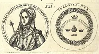 Picture 100 of 101 from De vitis imperatorum et caesarum romanorum : tam occidentalium quam orientalium, nec non vxorum et liberorum eorum, item tyrannorum omnium ... : inde à C. Julio Caesare, primo monarcha, vsque ad D.N. Imperatorem Caesarem Matthiam : vnà cum eorum effigiebus & symbolis ... (1615), leaf 524