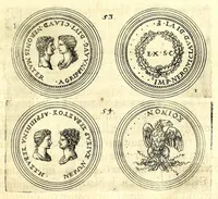 Picture 10 of 101 from De vitis imperatorum et caesarum romanorum : tam occidentalium quam orientalium, nec non vxorum et liberorum eorum, item tyrannorum omnium ... : inde à C. Julio Caesare, primo monarcha, vsque ad D.N. Imperatorem Caesarem Matthiam : vnà cum eorum effigiebus & symbolis ... (1615), leaf 53