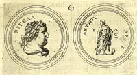 Picture 11 of 101 from De vitis imperatorum et caesarum romanorum : tam occidentalium quam orientalium, nec non vxorum et liberorum eorum, item tyrannorum omnium ... : inde à C. Julio Caesare, primo monarcha, vsque ad D.N. Imperatorem Caesarem Matthiam : vnà cum eorum effigiebus & symbolis ... (1615), leaf 59