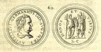 Picture 12 of 101 from De vitis imperatorum et caesarum romanorum : tam occidentalium quam orientalium, nec non vxorum et liberorum eorum, item tyrannorum omnium ... : inde à C. Julio Caesare, primo monarcha, vsque ad D.N. Imperatorem Caesarem Matthiam : vnà cum eorum effigiebus & symbolis ... (1615), leaf 59