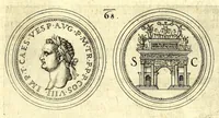 Picture 13 of 101 from De vitis imperatorum et caesarum romanorum : tam occidentalium quam orientalium, nec non vxorum et liberorum eorum, item tyrannorum omnium ... : inde à C. Julio Caesare, primo monarcha, vsque ad D.N. Imperatorem Caesarem Matthiam : vnà cum eorum effigiebus & symbolis ... (1615), leaf 65