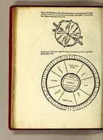 An illustration from De vniuersitate liber, : in quo astronomiæ doctrin[a]eúe coelestis compendium terrae aptatum, & secundum coelestis influxus ordinem praecipuaruḿque originum rationem totus orbis terrae quatenus innotuit, cum regnorum temporibus exponitur. Sed ante omneis alias orbis parteis Terra Sancta summo, hoc est amplissimo co[m]pendio describitur. cui Gallia ob primarium orbis nomen & ius substituitur, eo quòd ambae toti orbi legem sunt daturae. (1552)