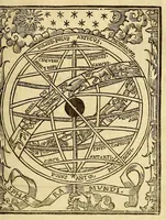 An illustration from De vniuersitate liber, : in quo astronomiae doctrinaeúe coelestis compe[n]dium terrae aptatum, & secundum coelestis influxus ordinem pr[a]ecipuarúmq[ue] originum ratione[m] totus orbis terrae quatenus innotuit, cum regnoru[m] temporibus exponitur. Sed ante omneis alias orbis parteis Terra Sancta summo, hoc est, amplissimo compendio describitur. cui Gallia ob primarium orbis nomen & ius substituitur, eo quòd ambae toti orbi legem sunt daturae. (1563)