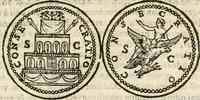 An illustration from De vrbis ac Romani olim imperii splendore : opus eruditionibus, historijs, ac animaduersionibus, tam sacris quam profanis illustratum : in quo etiam nonnulla ex occasione tanguntur, tam circa Romanae ecclesiae principatum, quam circa alias reliquarum orbis regionum res memoratu dignas (1650)