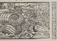 An illustration from De wonderlijcke ende warachtighe historie vant coninckrijck van Peru, : geleghen in Indien, inde welcke verhaelt wordt de gheleghentheydt, costuymen, manieren van leuen, oueruloedicheyt des goudts eñ siluers, ende voort alle de sonderlingste dinghen vanden seluen lande, insghelijckx vanden steden, plaetsen, ende inwoonders desselfs conincrijckx, daer beneuen hoet gheuonden ende eerst by de Keyserlijcke Maiest. hoochloflijcker memorien gheconquesteert ende vercreghen is, met alle de oorlogen eñ strijden die ghebeurt zijn, soo teghens d'Indianen als oock onder den Spaengaerts om tgouuernement deen teghens den anderen. Verciert met veel schoone figuren (1563)