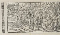 An illustration from De wonderlijcke ende warachtighe historie vant coninckrijck van Peru, : geleghen in Indien, inde welcke verhaelt wordt de gheleghentheydt, costuymen, manieren van leuen, oueruloedicheyt des goudts eñ siluers, ende voort alle de sonderlingste dinghen vanden seluen lande, insghelijckx vanden steden, plaetsen, ende inwoonders desselfs conincrijckx, daer beneuen hoet gheuonden ende eerst by de Keyserlijcke Maiest. hoochloflijcker memorien gheconquesteert ende vercreghen is, met alle de oorlogen eñ strijden die ghebeurt zijn, soo teghens d'Indianen als oock onder den Spaengaerts om tgouuernement deen teghens den anderen. Verciert met veel schoone figuren (1563)