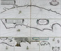 An illustration from De zee-atlas ofte water-wereld : waer in vertoont werden alle de zee-kusten van het bekende des aerd-bodems : seer dienstigh voor alle heeren en kooplieden, als oock voor alle schippers en stuurlieden (1672)