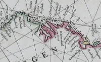 An illustration from De zee-atlas ofte water-wereld : waer in vertoont werden alle de zee-kusten van het bekende des aerd-bodems : seer dienstigh voor alle heeren en kooplieden, als oock voor alle schippers en stuurlieden (1672)