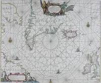 An illustration from De zee-atlas ofte water-wereld : waer in vertoont werden alle de zee-kusten van het bekende des aerd-bodems : seer dienstigh voor alle heeren en kooplieden, als oock voor alle schippers en stuurlieden (1672)