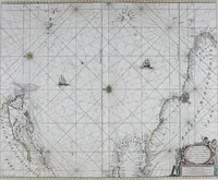 An illustration from De zee-atlas ofte water-wereld : waer in vertoont werden alle de zee-kusten van het bekende des aerd-bodems : seer dienstigh voor alle heeren en kooplieden, als oock voor alle schippers en stuurlieden (1672)
