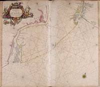 An illustration from De zee-atlas ofte water-wereld : waer in vertoont werden alle de zee-kusten van het bekende des aerd-bodems : seer dienstigh voor alle heeren en kooplieden, als oock voor alle schippers en stuurlieden (1672)