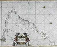 Picture 40 of 44 from De zee-atlas ofte water-wereld : waer in vertoont werden alle de zee-kusten van het bekende des aerd-bodems : seer dienstigh voor alle heeren en kooplieden, als oock voor alle schippers en stuurlieden (1672), leaf 168