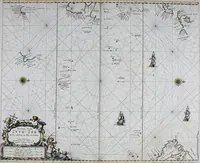 An illustration from De zee-atlas ofte water-wereld : waer in vertoont werden alle de zee-kusten van het bekende des aerd-bodems : seer dienstigh voor alle heeren en kooplieden, als oock voor alle schippers en stuurlieden (1672)