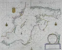 An illustration from De zee-atlas ofte water-wereld : waer in vertoont werden alle de zee-kusten van het bekende des aerd-bodems : seer dienstigh voor alle heeren en kooplieden, als oock voor alle schippers en stuurlieden (1672)